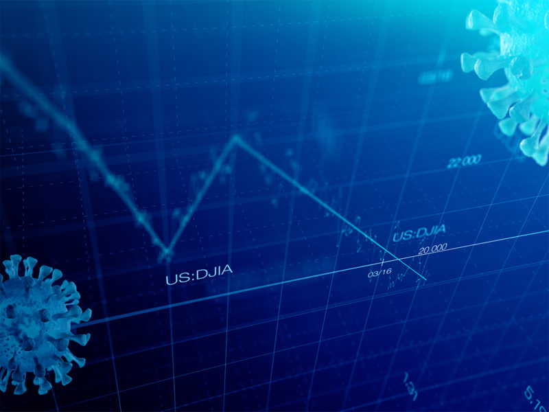 Stock market graph global crisis couased by corona virus SARS-C