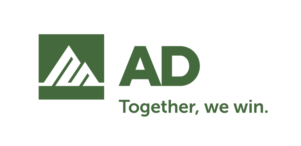 AD green logo with mountain image