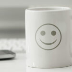 happy white coffee mug computer