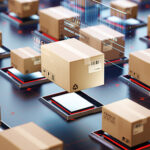 Packages are transported in high-tech Settings,online shopping,Concept of automatic logistics management.