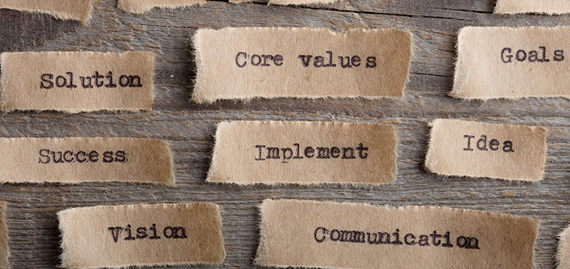 CORE VALUE - word on a piece of paper close up, business creative motivation concept