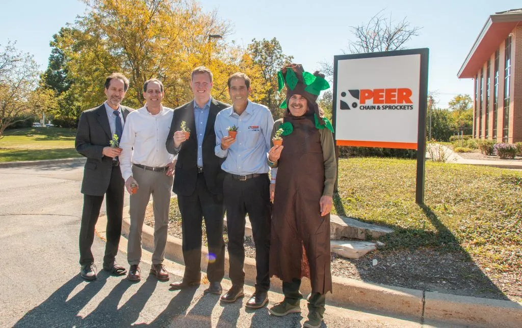 Oct 7, 2024 – From left to right: Charles Spungen, Jeffrey Spungen, Drew Beadle, Glenn Spungen, Danny Spungen. All employees received a succulent, a strong and resilient symbol of PEER’s future growth.