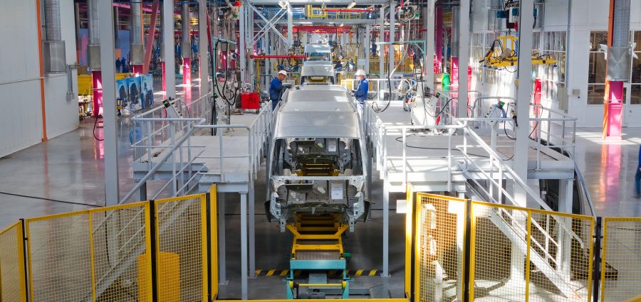 Yelabuga, Russia - May 12, 2014: assembly line vehicles Ford Sollers plant in the special economic zone "Alabuga"