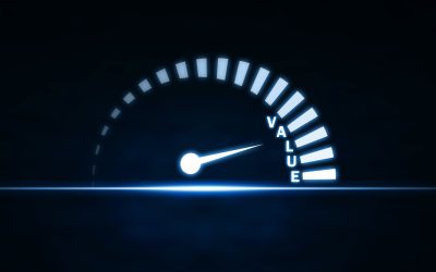 Speedometer with value word on blue light. Business concept