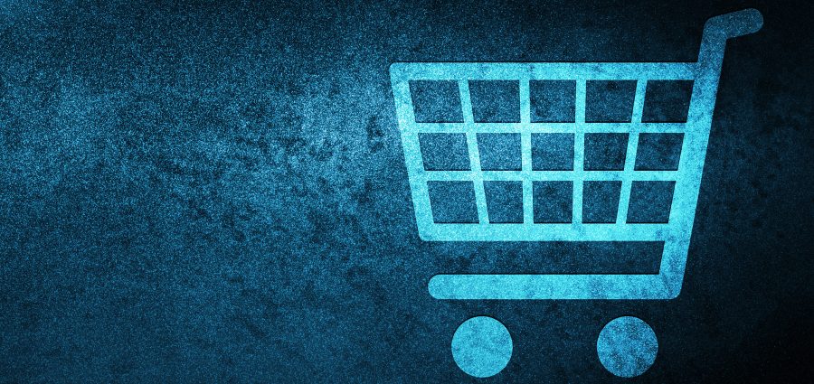 Ecommerce icon isolated on special blue banner background abstract illustration