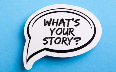 What Is Your Story speech bubble isolated on the blue background.