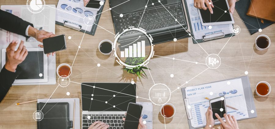 Data Analysis for Business and Finance Concept. Graphic interface showing future computer technology of profit analytic, online marketing research and information report for digital business strategy.