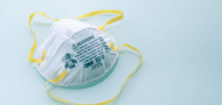 N95 mask or N95 respirator of 3M brand for industrial use, helps protect against particles, also can be used during the public health emergency of the COVID-19 pandemic situation