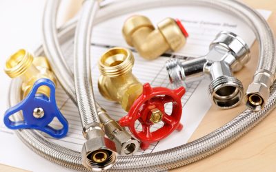 Plumbing valves hoses and assorted parts with estimate sheet