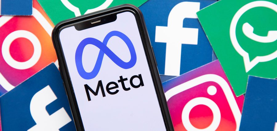 LONDON, UK - October 2021: Facebook social media company changes its corporate name to Meta.