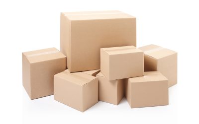 Cardboard boxes stack isolated on white, clipping path