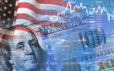 Closeup dollar on the background of a chart. U.S. economy. Decrease in profit. Recession. The economic crisis in America. 3d illustration