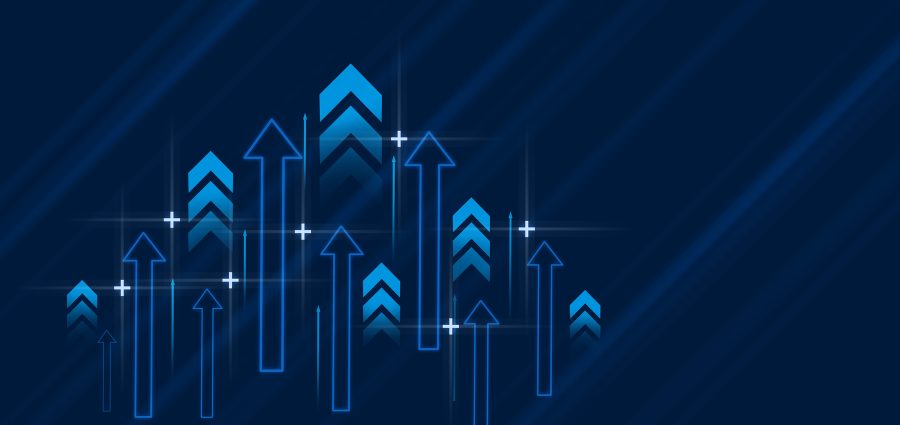 business arrow up growth line circuit technology on dark blue background. Development progress, investment grow, Business growth, development progress, financial company statistic, investment grow