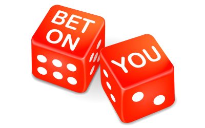 bet on you words on two red dice over white background