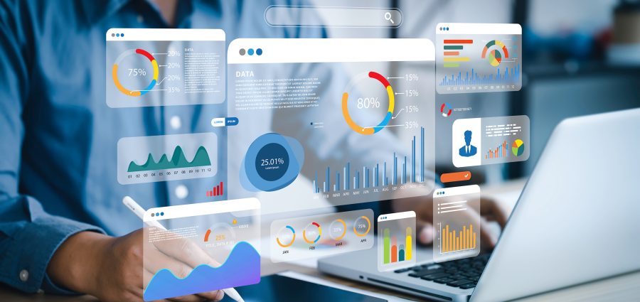 👔
An analyst uses a computer and dashboard for data business analysis and Data Management System with KPI and metrics connected to the database for technology finance, operations, sales, marketing