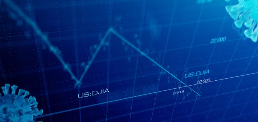 Stock market graph global crisis couased by corona virus SARS-C