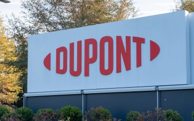 DuPont company logo sign outside the headquarters in Wilmington,