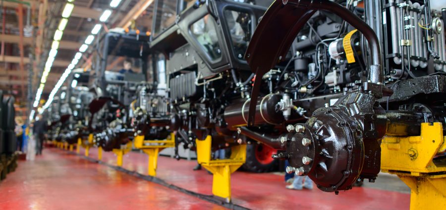 Machine-Building Plant, assembly shop, selective focus