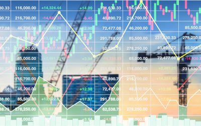 financial forecast showing graphs and stock market index