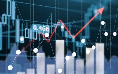 Digital data indicator analysis on financial market trade chart on LED. Concept Stock data trade. Double exposure style