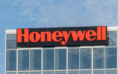 Houston, TX, USA - March 2, 2022: Honeywell sign on its office b