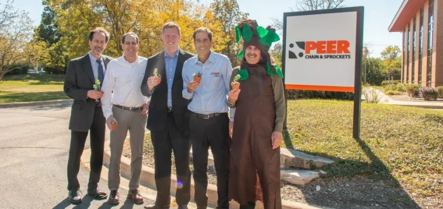 Oct 7, 2024 – From left to right: Charles Spungen, Jeffrey Spungen, Drew Beadle, Glenn Spungen, Danny Spungen. All employees received a succulent, a strong and resilient symbol of PEER’s future growth.