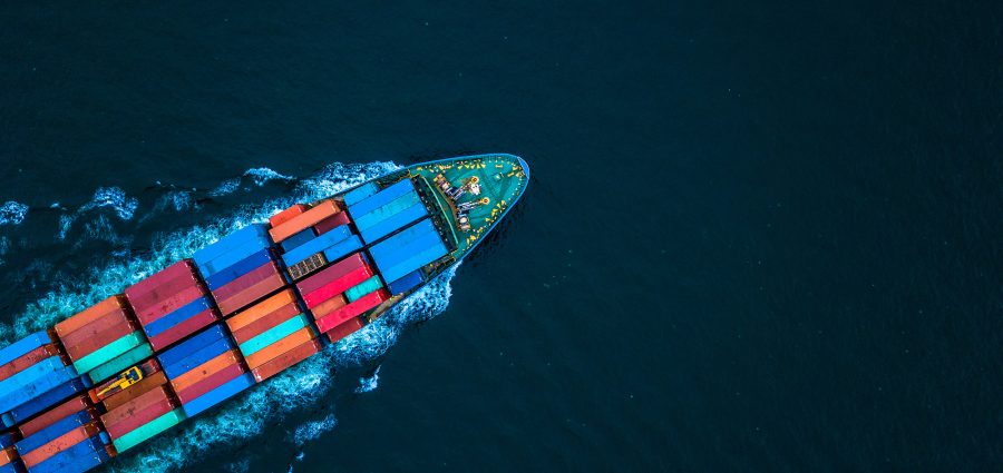 Aerial view from drone, Container ship or cargo shipping busines