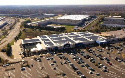 Rooftop solar panels installed at the Lowe's in Lumberton, NJ.