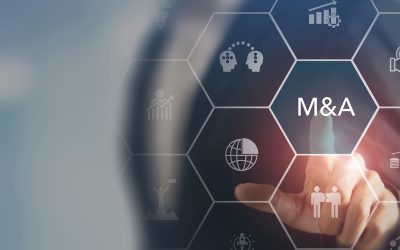 Business mergers and acquisitions concept. Share acquisition, asset business acquisition, amalgamation. Business review and development model. The abbreviation M and A on smart background, copy space.