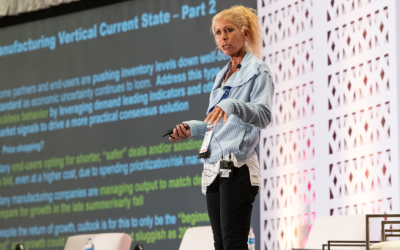 Maria Boulden, Vice President and Executive Partner of Sales at management consulting Gartner, delivers a keynote presentation at 2023 SHIFT | The Future of Distribution conference, which MDM hosted Sept. 18 to 20 in downtown Denver. (Source: MDM)