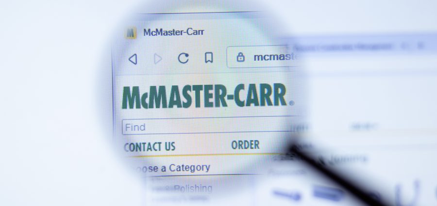 New York, USA - 29 September 2020: mcmaster.com mcmaster-carr company website with logo close up, Illustrative Editorial.