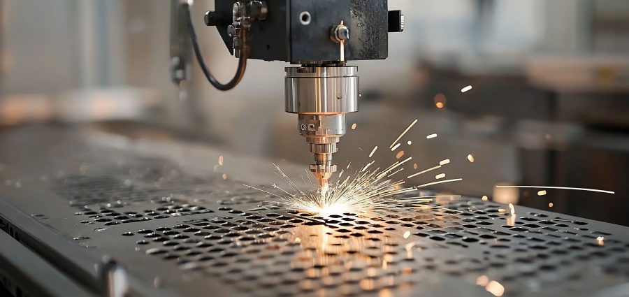 Sparks Fly as Metal Fabrication Machine Captures the Energy and Precision of Industrial Production Processes