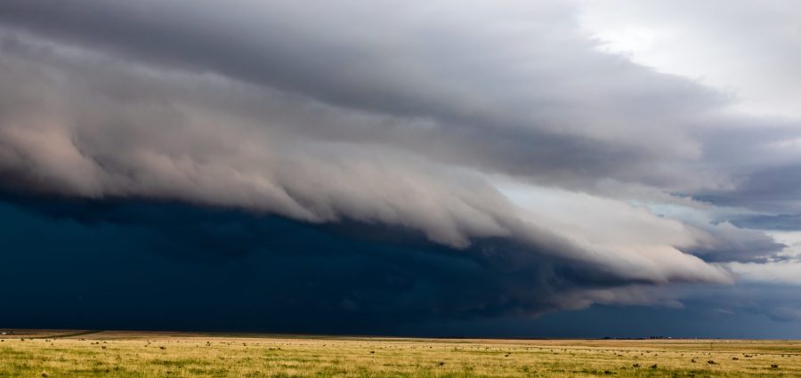 Storm clouds over a field