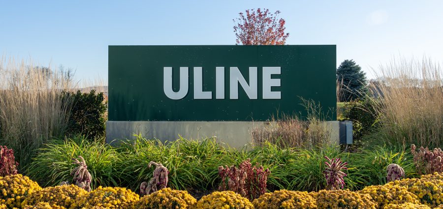 Uline ground sign at the facility in Allentown, PA, USA, Novembe