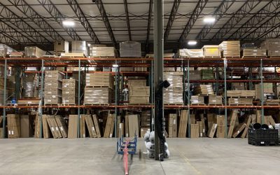 A look across part of the warehouse at First Supply's headquarters in Madison, WI.