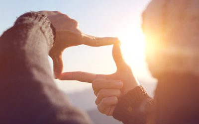 Close up of woman hands making frame gesture for future